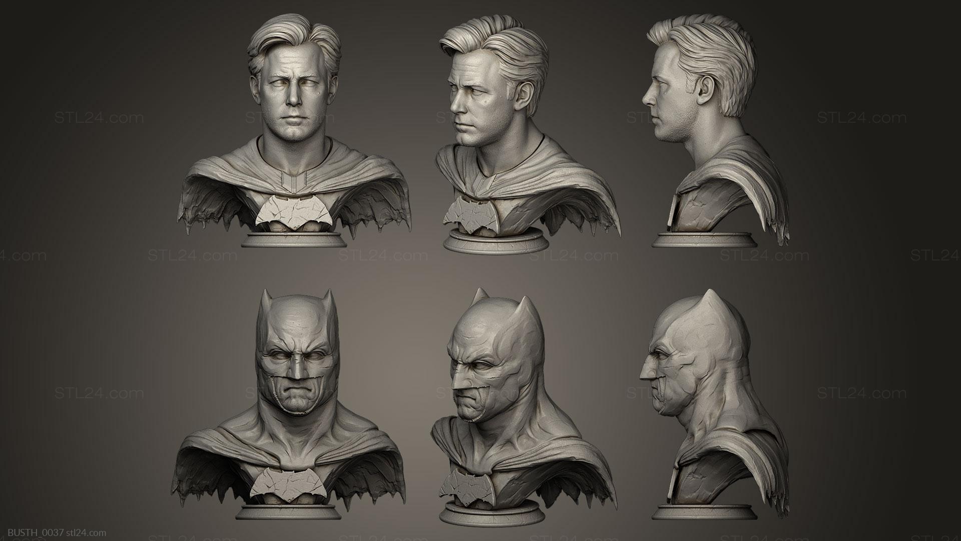 Бюсты монстры и герои (Бэтмен и Джокер, BUSTH_0037) 3D модель для ЧПУ станка